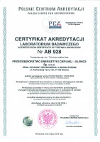 Certyfikat akredytacji Laboratorium Badawczego